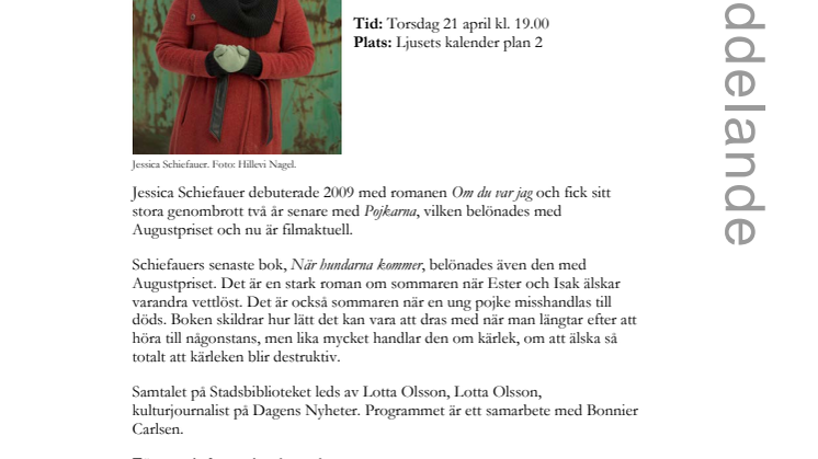 En timme med ungdomsförfattaren Jessica Schiefauer 