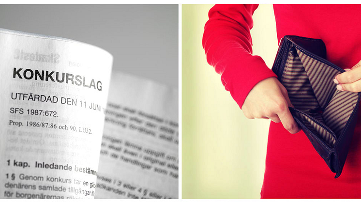 Konkurserna minskar för första gången på 12 månader