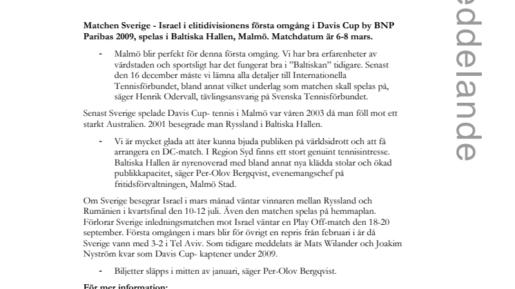 Davis Cup match i Malmö!