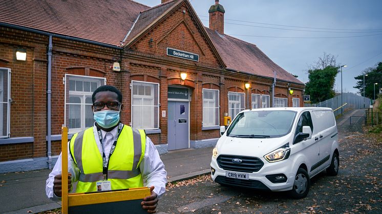 Ready to assist: Isaac Glasgow, from East London, has been one of the team based at Beckenham Hill station, serving that station and two others: Crofton Park and Ravensbourne. They can now provide assistance even when the ticket offices are closed 