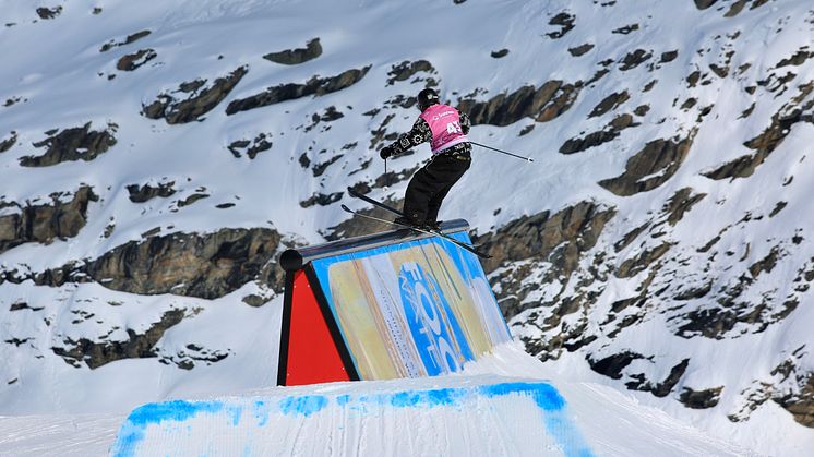 Martin Nordqvist under slopestyleträningen på VM. Foto: @fisparkandpipe.