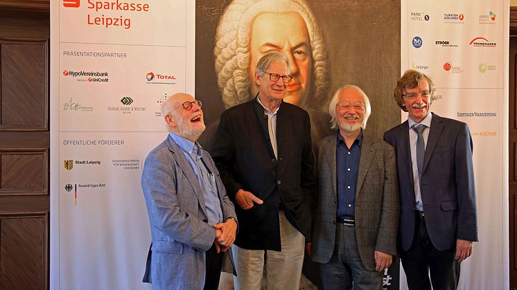 Bachfest Leipzig 2018 - die Bach-Interpreten freuen sich auf das Bachfest - Ton Koopman, Sir John Eliot Gardiner, Masaaki Suzuki, Gotthold Schwarz (v. l.)