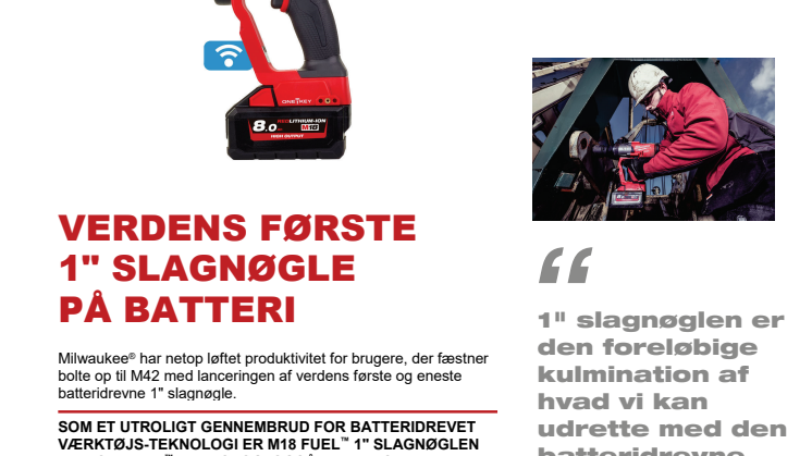 VERDENS FØRSTE  1" SLAGNØGLE  PÅ BATTERI