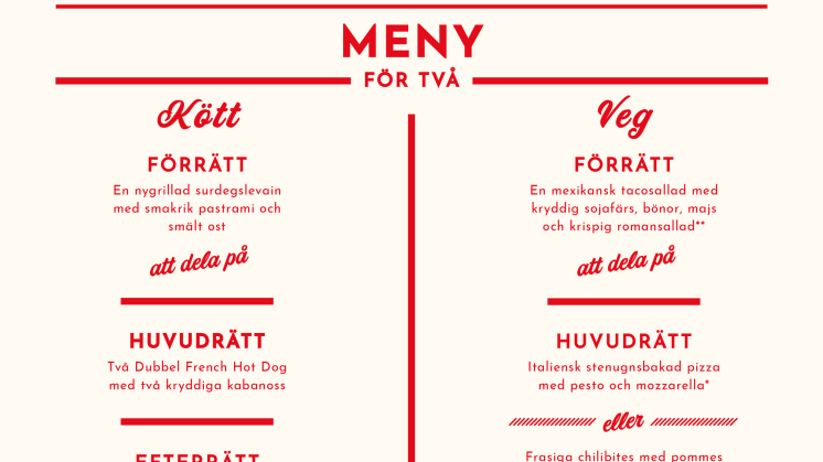 Tanka Kärlek - Meny