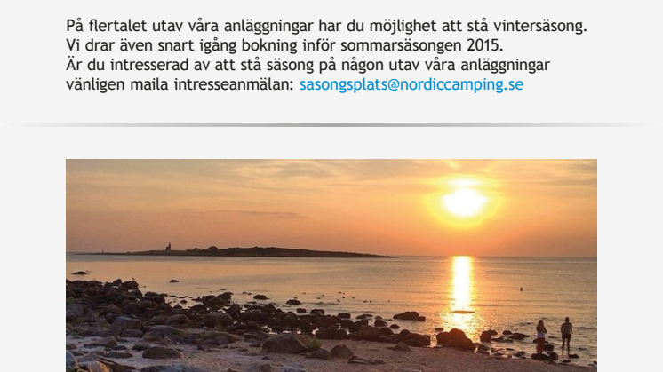 Nordic Camping & Resort nyhetsbrev augusti månad
