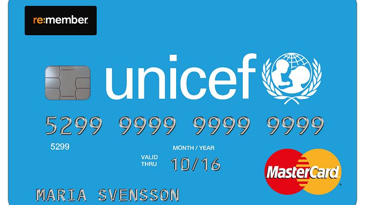 UNICEF och re:member lanserar unikt kreditkort