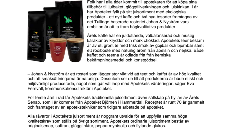 Ekologiska julsmaker på Apoteket