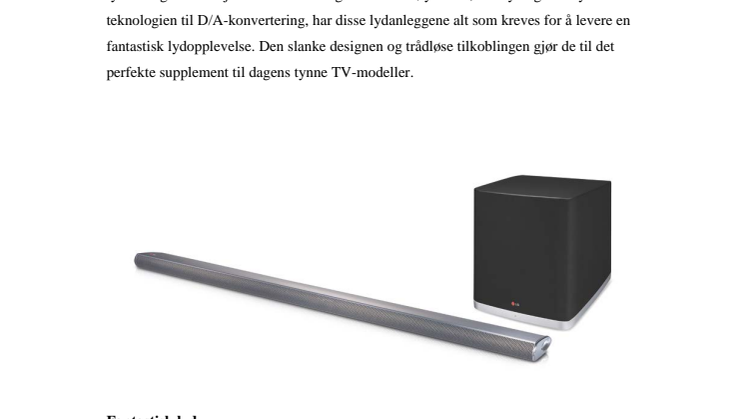 LG LANSERER ELEGANTE SOUNDBARS MED  HD-LYD I STUDIOKLASSE
