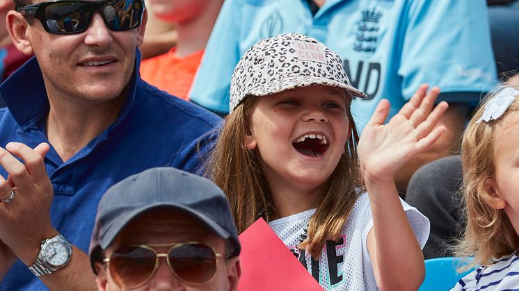 A young fan cheers at an England match. Image: ECB