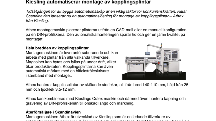 Kiesling automatiserar montage av kopplingsplintar