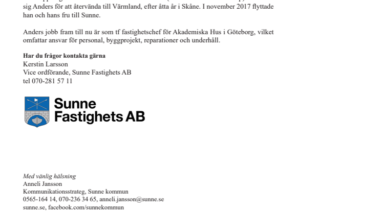 Ny vd på Sunne Fastighets AB