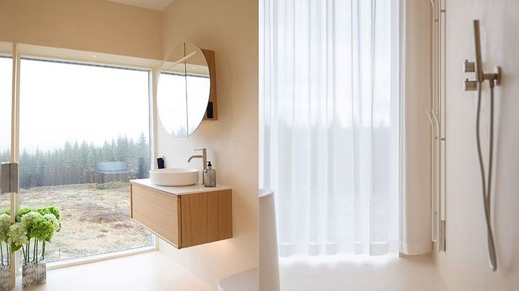 Hemma hos fotbollsstjärnan: Minimalistisk badrumsdesign i harmoni med naturen.