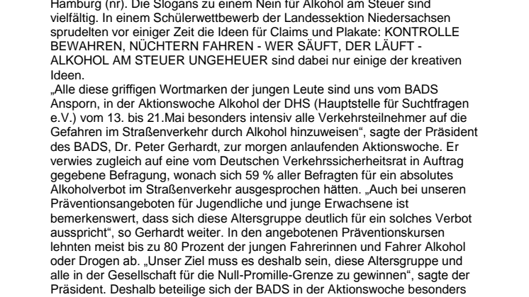 „Kontrolle bewahren, nüchtern fahren"
