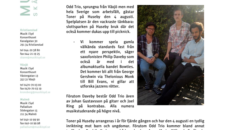 Ung och lovande jazz kröner programmet på Toner på Huseby