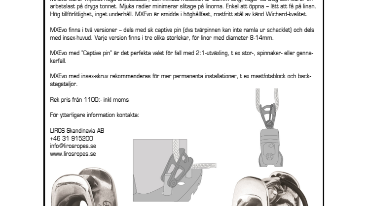 MXEvo—One-piece block från Wichard