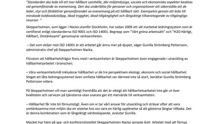 Skepparholmen Nacka - Sveriges första hållbarhetscertifierade spa- och konferenshotell