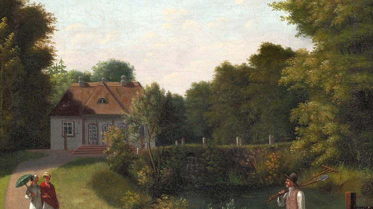 C. W. Eckersberg- Parti fra Liselund. 1809. Usigneret. Olie på lærred. 33 x 36.