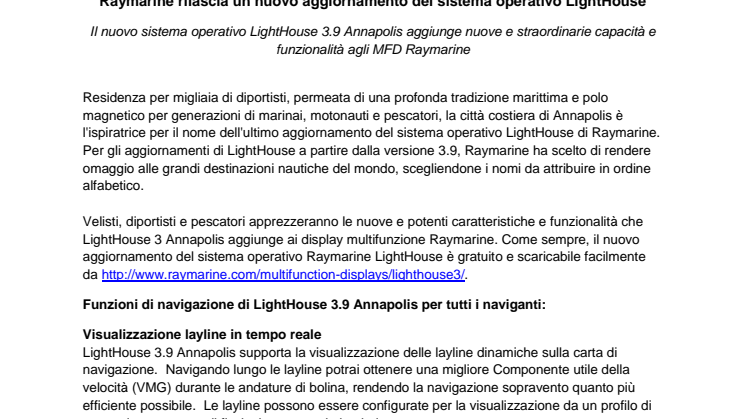 Raymarine Rilascia Un Nuovo Aggiornamento Del Sistema Operativo LightHouse
