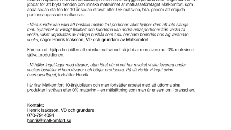 Tio år utan matsvinn