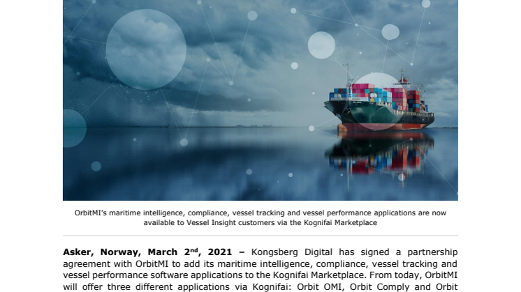 Kongsberg Digital announces OrbitMI as a new partner on the Kognifai Marketplace