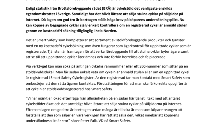 LOKALISERA STULNA CYKLAR PÅ NÄTET