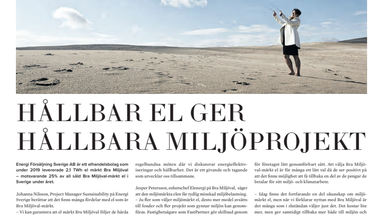 Hållbar el ger hållbara miljöprojekt