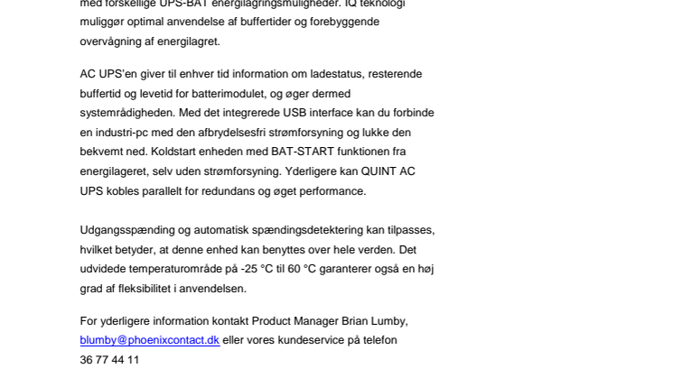 Pålidelig forsyning af AC belastninger