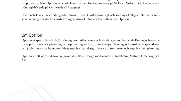 Två nytillskott till Optilon