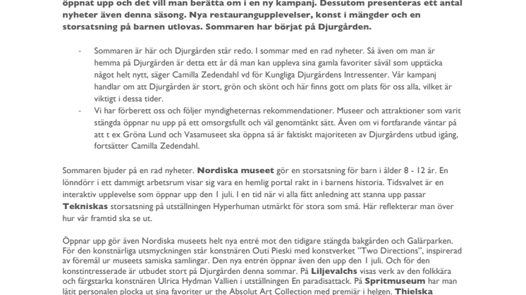 Nu öppnar Djurgården upp med kampanjen Stockholmssommar <3 Djurgården