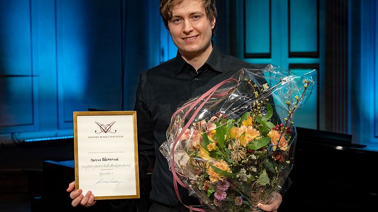 Marcus Bäckerud imponerade på juryn med sitt mogna spel och sin personliga ton. (Foto: Anders Walls Stiftelse)