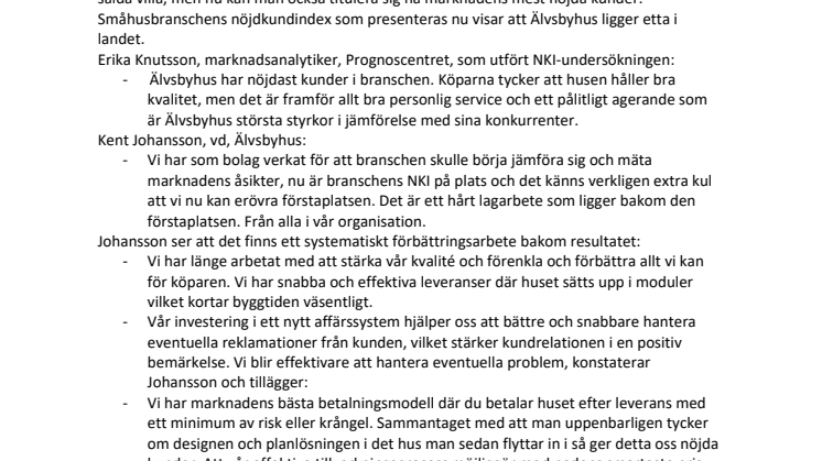 Älvsbyhus har landets nöjdaste kunder
