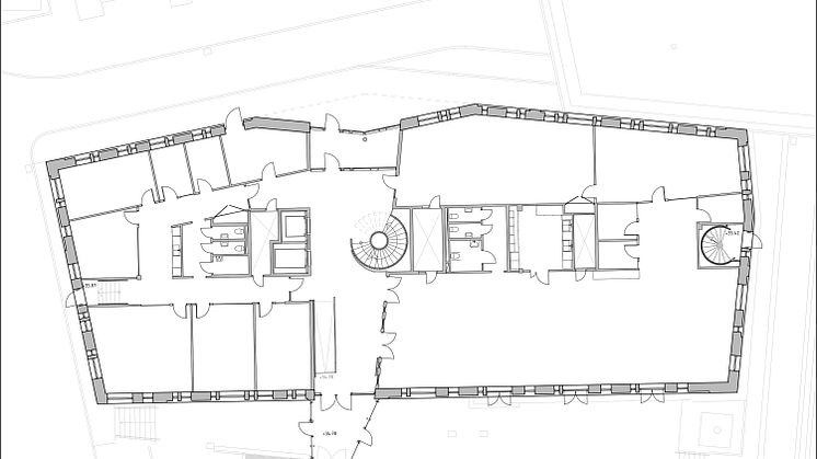 Planritning plan 2. Illustration: Dario Marazuela, AIX Arkitekter. 