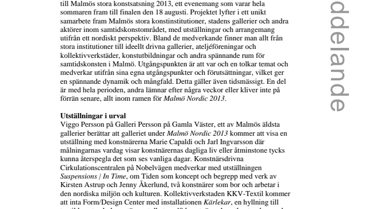 Malmö Nordic 2013 – nordisk samtidskonst i fokus