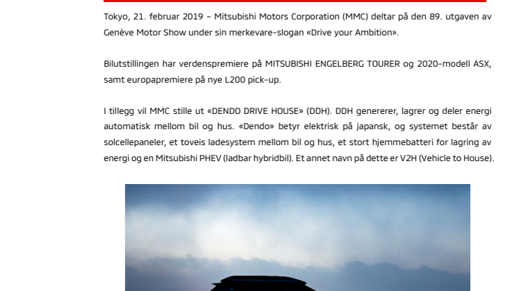 Mitsubishi Motors på årets Genève Motorshow 