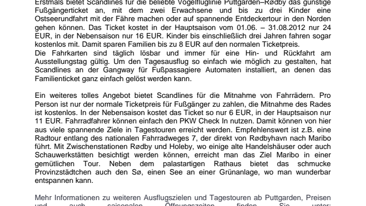 Scandlines bietet Familientickets für Fußgänger erstmals auch für die Vogelfluglinie Puttgarden–Rødby an