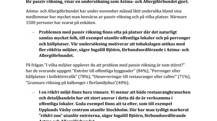 Passiv rökning ger aktiva besvär