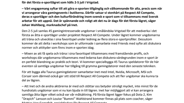 ”Nu kör e-sportlägren igång”