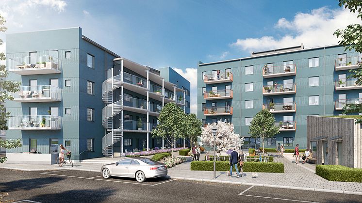Visualisering av exteriören för Kvarteret Målet