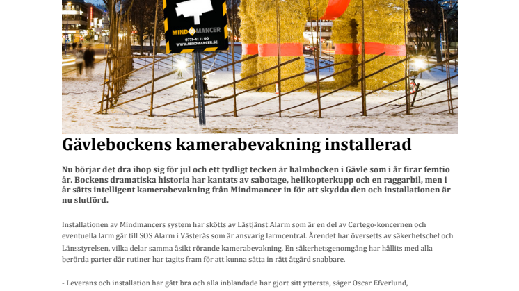 Gävlebockens kamerabevakning installerad