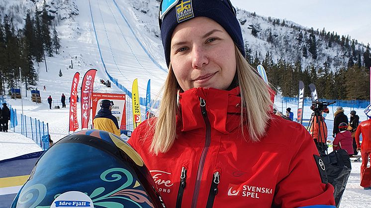 Hanna Matslofva, trea på världscuptävlingen i speedski på Idre Fjäll. Foto: SSf