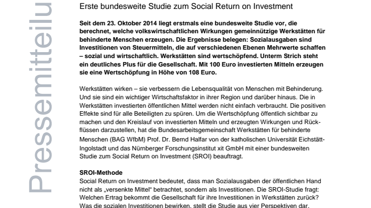 „Mehr Wert als man denkt“ – Studie berechnet Sozialbilanz von Werkstätten für behinderte Menschen