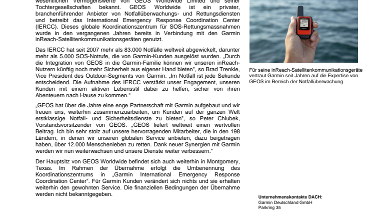 PM Garmin Übernahme GEOS