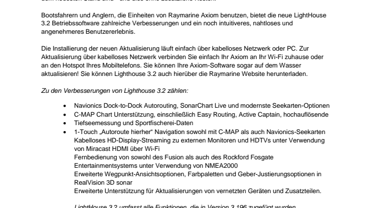 Raymarine: Das Neue LightHouse 3.2 Bietet Zusätzliche Verbesserungen