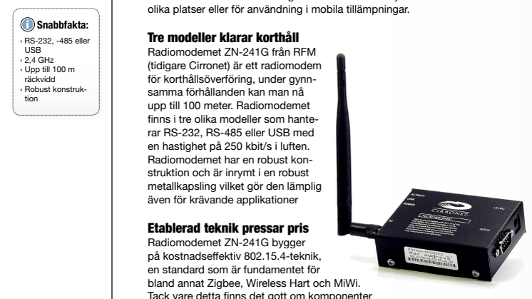 Radiomodem för 2,4 GHz