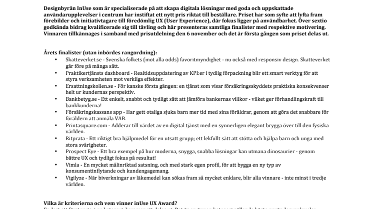 Årets finalister i inUse UX Awards