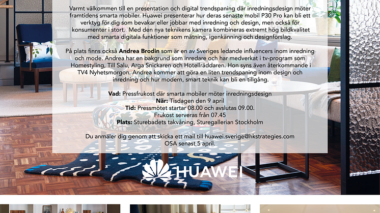 Pressfrukost där smarta mobiler möter inredningsdesign