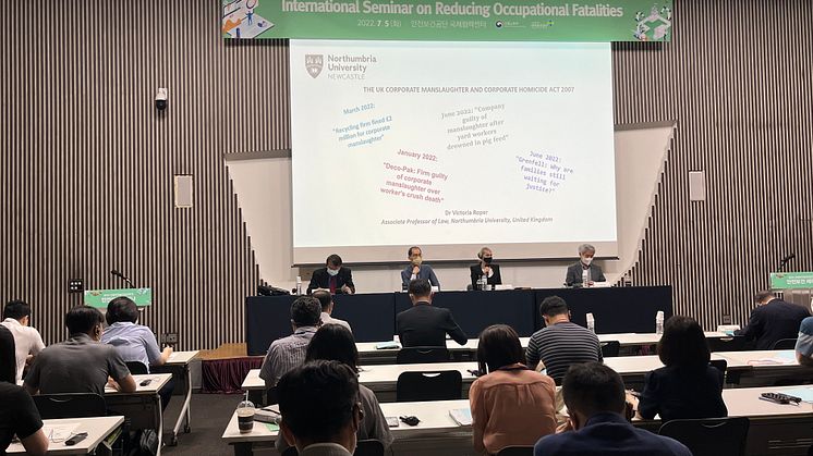 Northumbria Law School's Victoria Roper, speaking at the international seminar in South Korea 