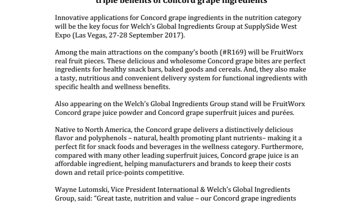 Taste, nutrition and value: Welch’s showcases triple benefits of Concord grape ingredients 