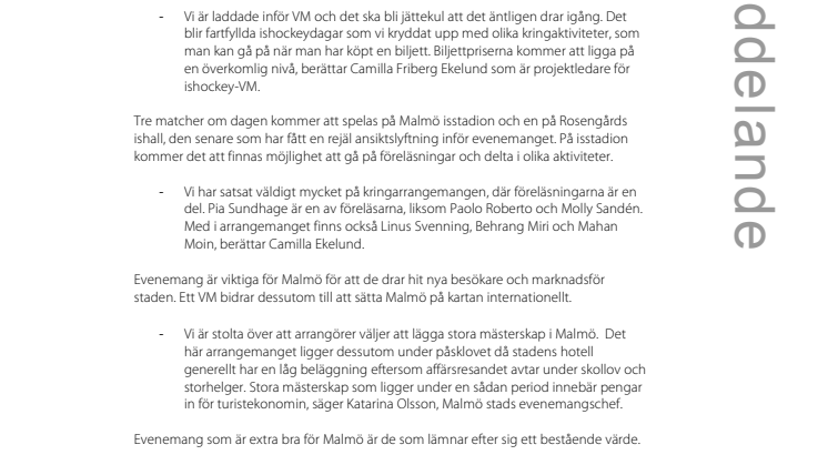 Malmö skådeplats för ännu ett ishockey-VM