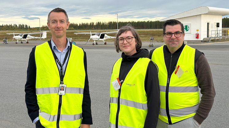 Henrik Littorin, Annelie Viksten och Magnus Wiklund på Arctic Aviation Hub.